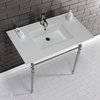 Fauceture KVPB372271PN 37-Inch Console Sink with Brass Legs (Single Faucet Hole), White/Polished Nickel KVPB372271PN